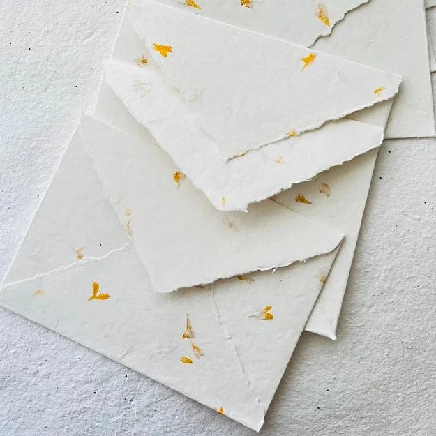 Floral deckled edge envelope with card - Oriandcalli