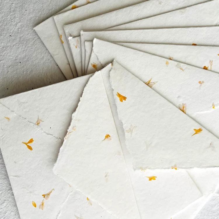 Floral deckled edge envelope with card - Oriandcalli