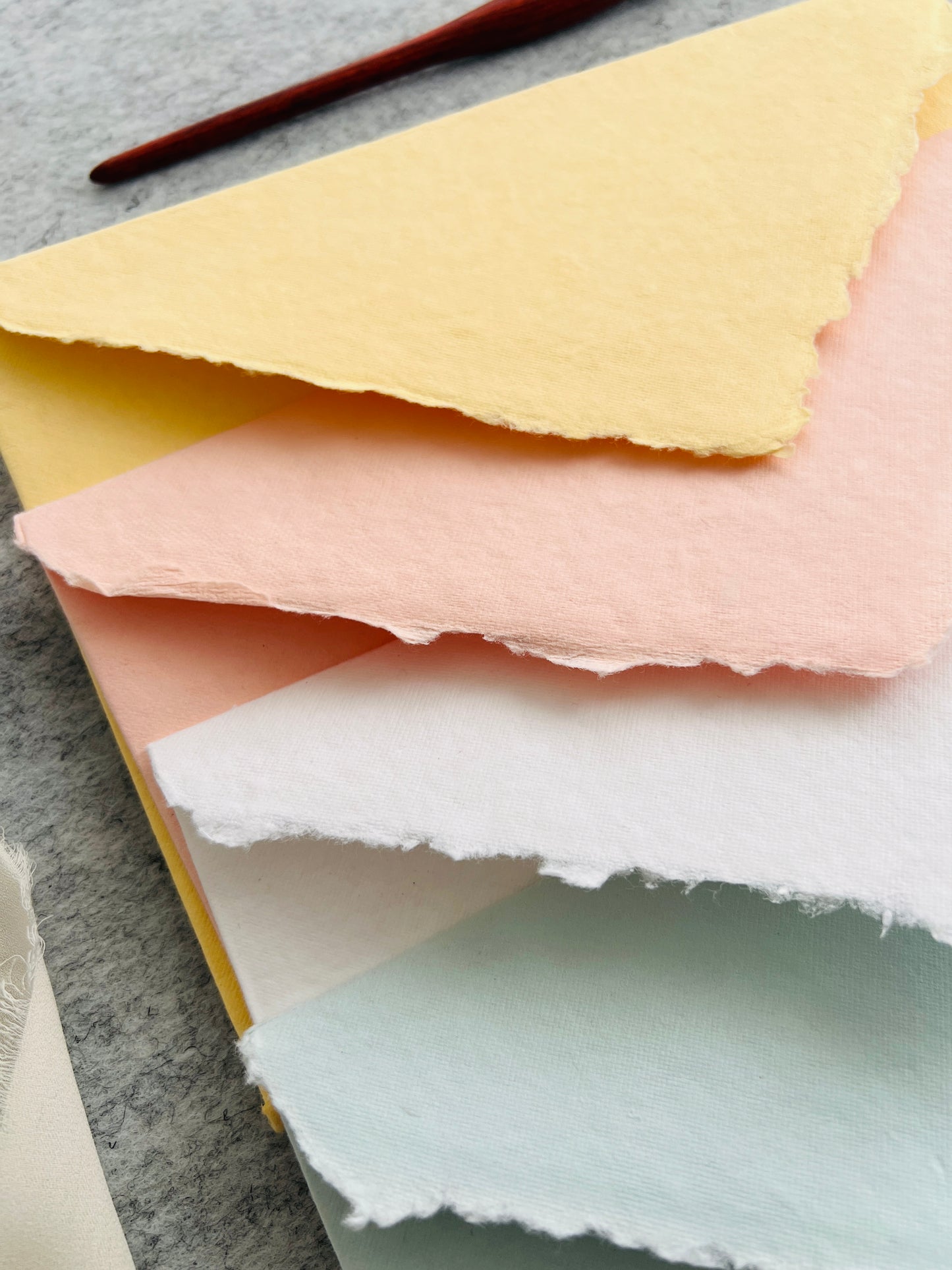 Deckled edge paper envelope with card - Oriandcalli