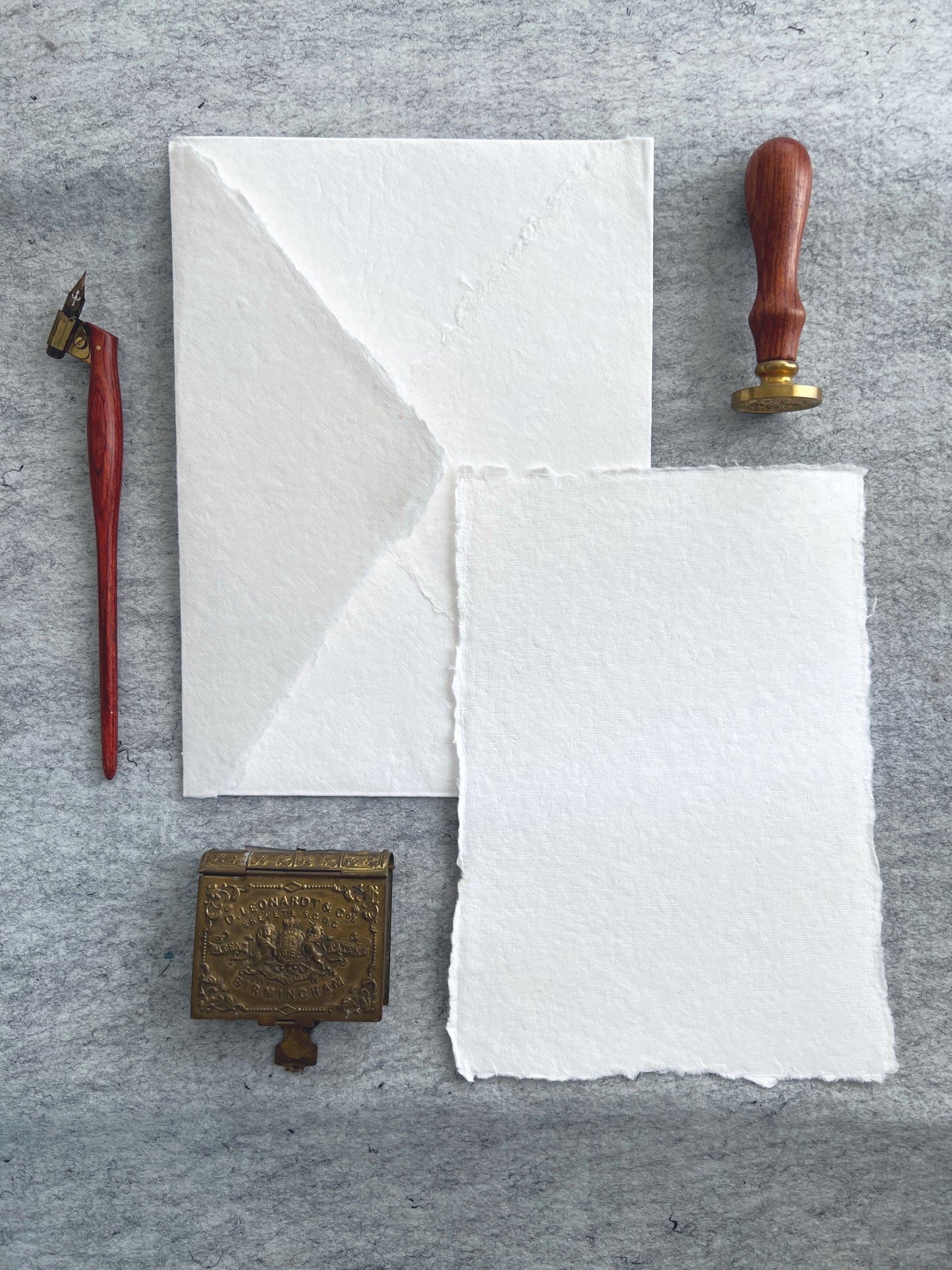 Deckled edge paper envelope with card - Oriandcalli