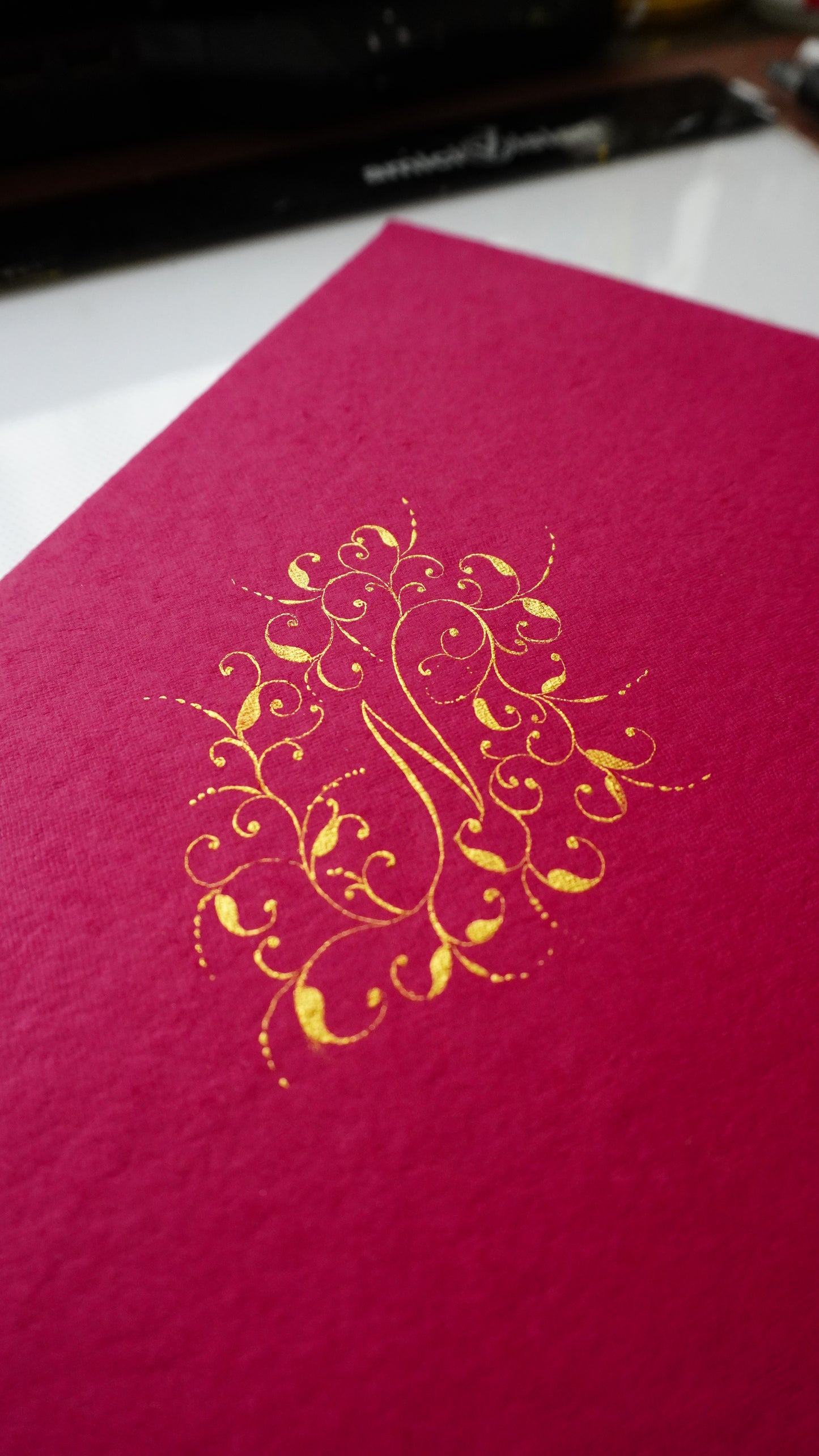 Magenta pink envelope with card - Oriandcalli