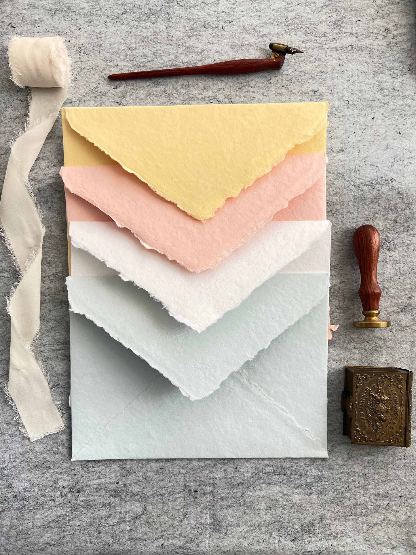 Deckled edge paper envelope with card - Oriandcalli