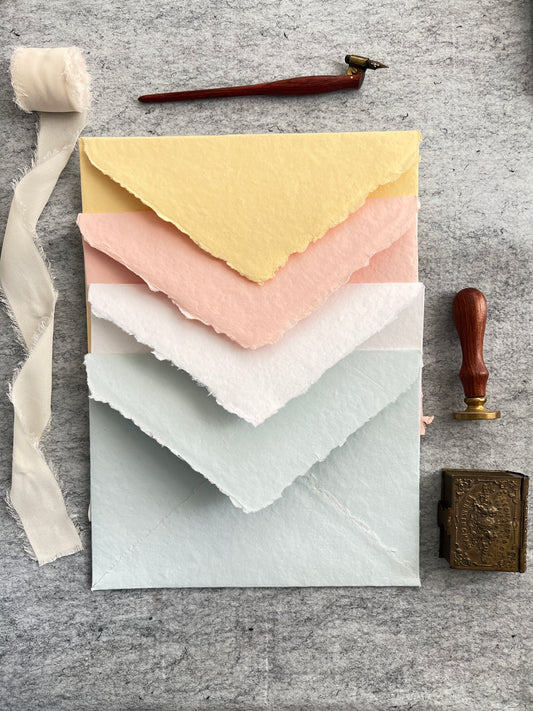 Deckled edge paper envelope with card - Oriandcalli