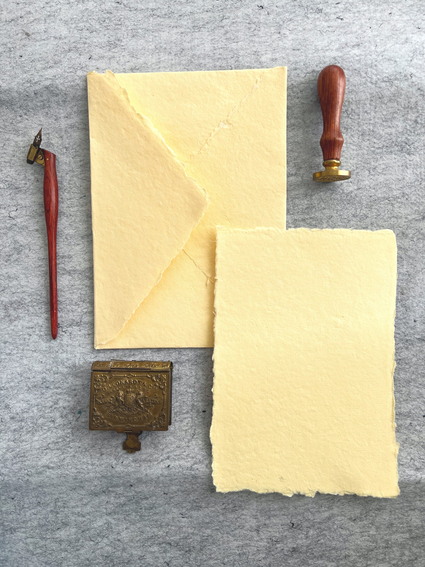 Deckled edge paper envelope with card - Oriandcalli
