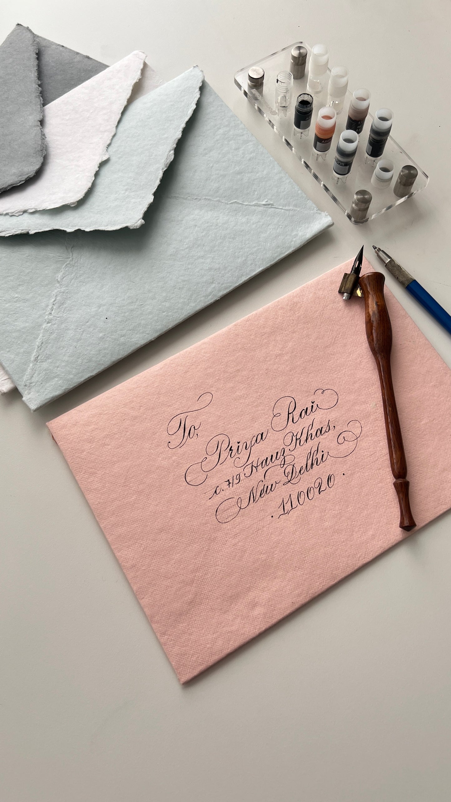 Deckled edge paper envelope with card - Oriandcalli