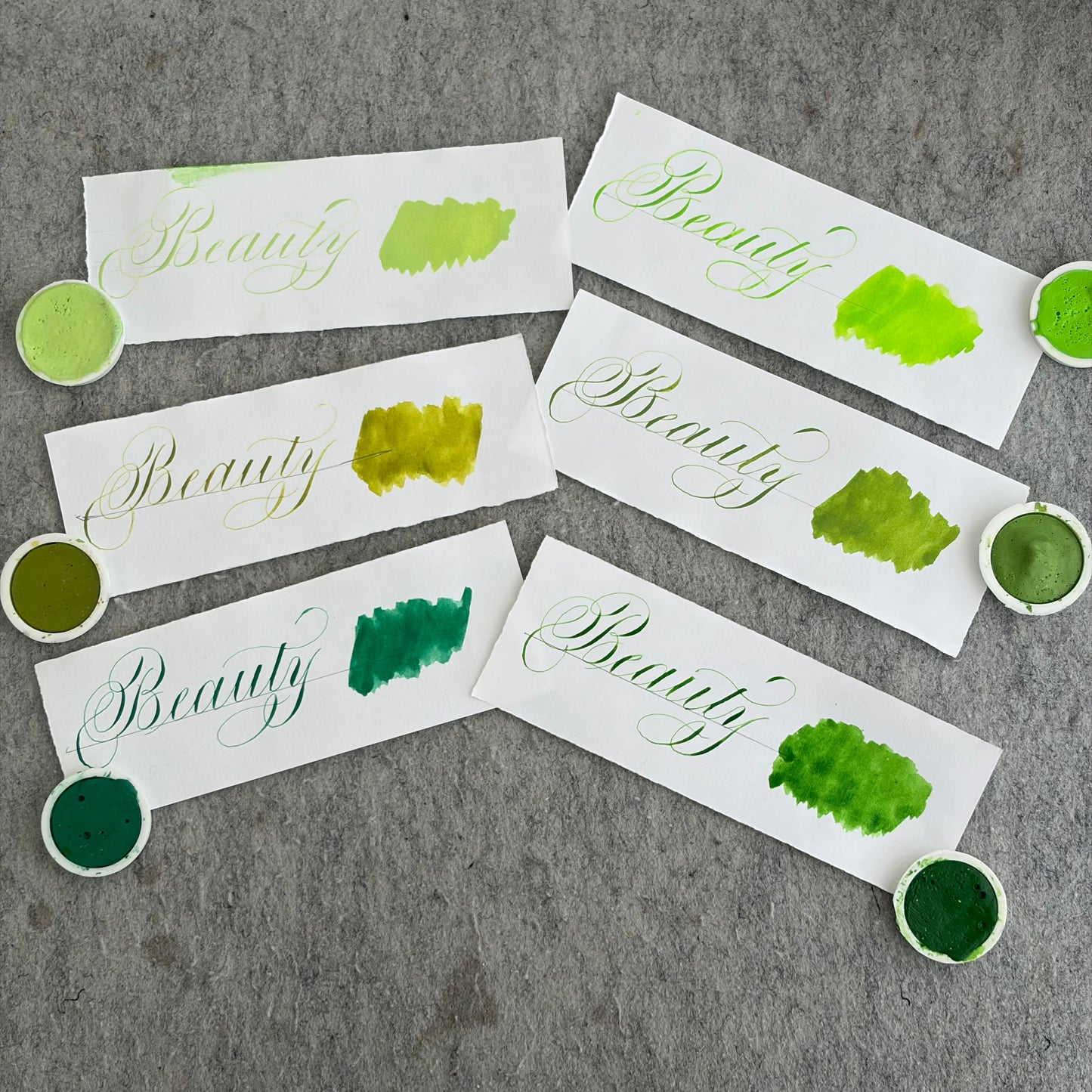 Watercolor green palette
