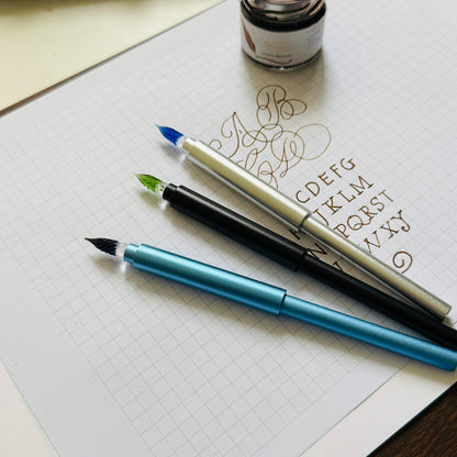 Glass pen metal body