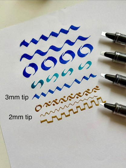 Flat tip pens