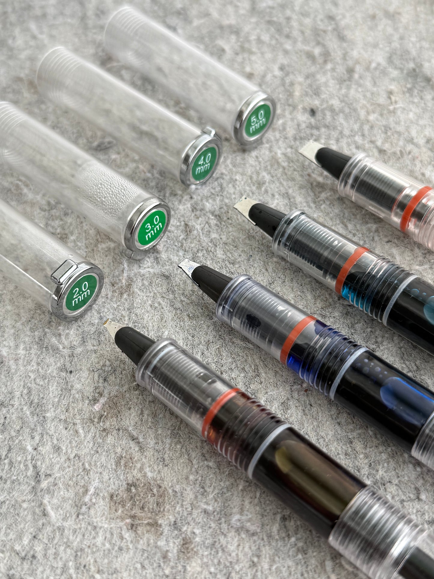 Flat tip pens