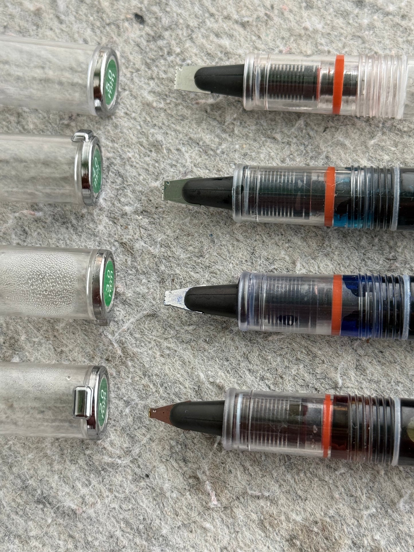 Flat tip pens